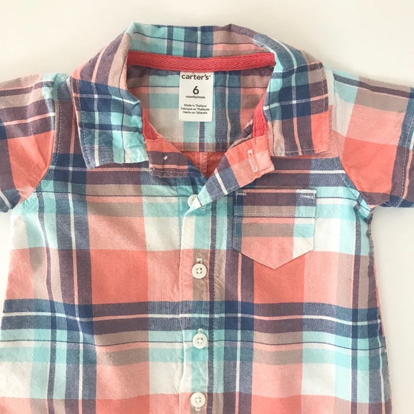 Carter's Plaid Collared Romper - Picture 4 of 7